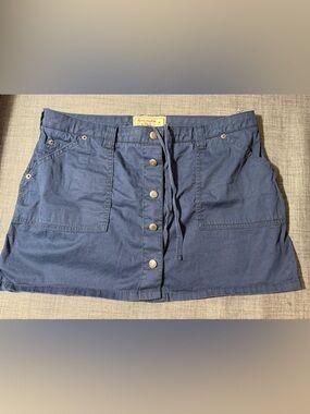 Abercrombie & Fitch Navy Button-Front Utility Mini Skirt